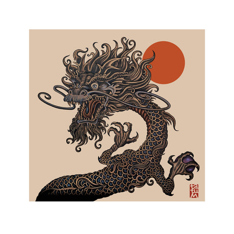 Tattoo Dragon Square Giclee Print